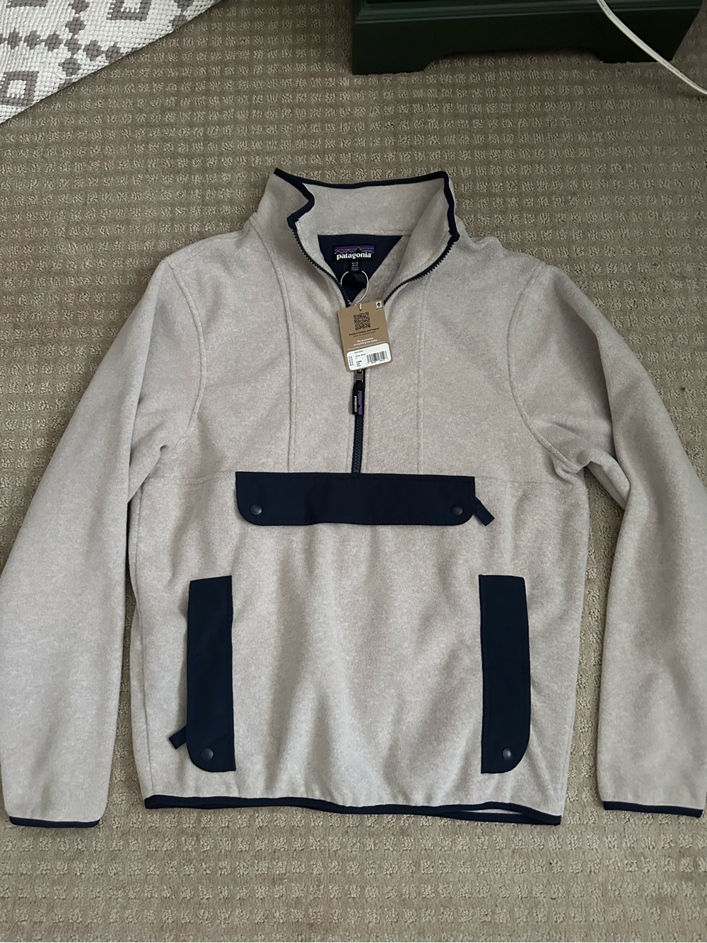 NEW Patagonia Synchilla Anorak 1/2 Zip Pullover Fleece Jacket Oatmeal size small